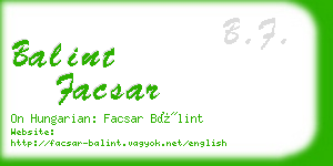 balint facsar business card